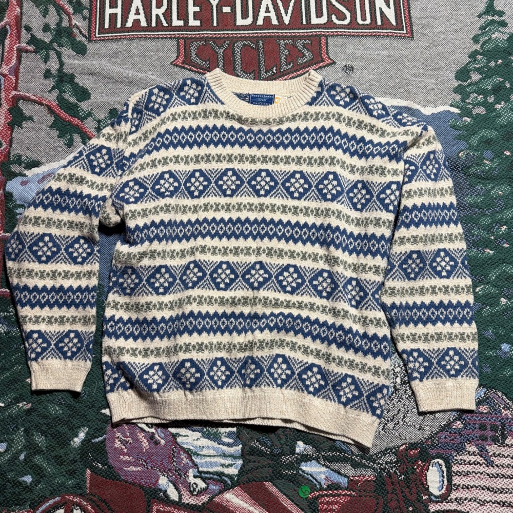 Susquehanna Trail Outfitters Mens XL Fair Isle Cotton Knit Sweater Made in USA